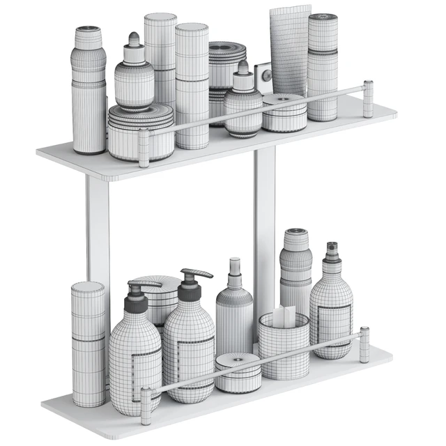 Bathroom accessories on the glass shelf — Скачать