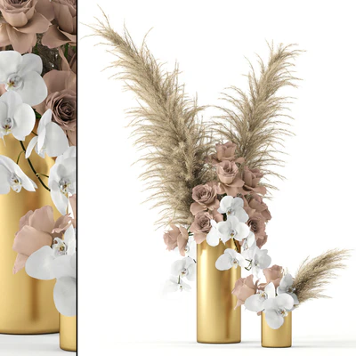 Pale roses and Co in brass vases — Ver 1