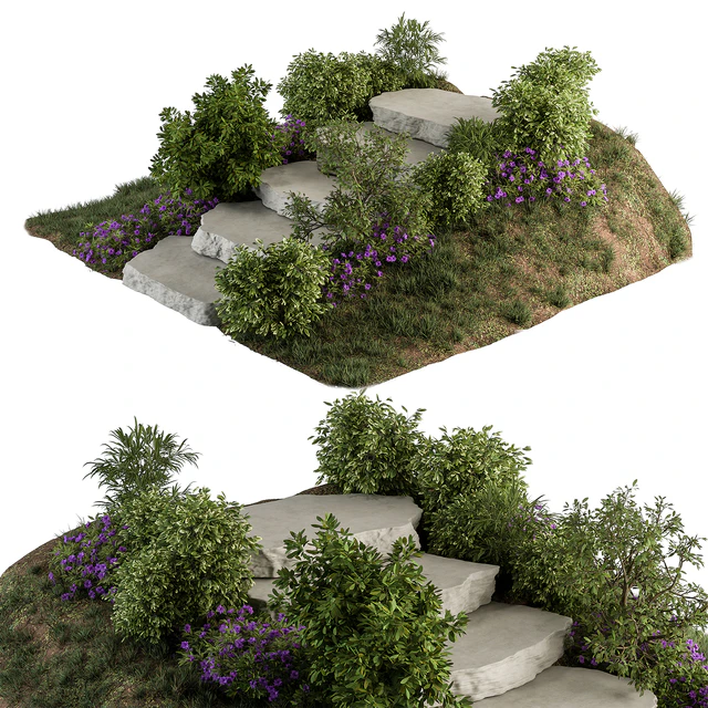 Landscape Furniture Rock stairs with Garden - Architect Element 56 — Скачать
