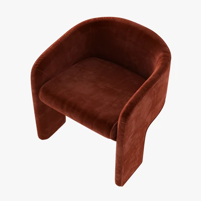 milo baughman armchair in orange velvet — Вид 2