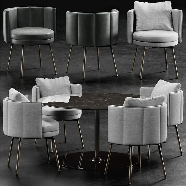 Стул Minotti Torii, Стол Minotti Oliver Lounge — Скачать