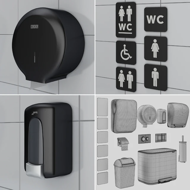 Аксессуары для санузла set 72 black (Jofel, Brabantia, Satino Black, BXG, Katrin, Viega) — Скачать