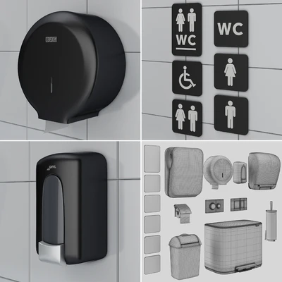 Аксессуары для санузла set 72 black (Jofel, Brabantia, Satino Black, BXG, Katrin, Viega) — Вид 2