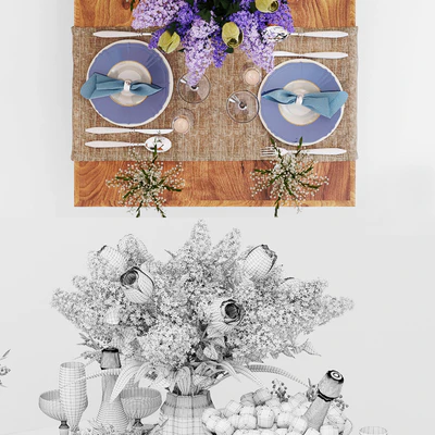 Serving with lilacs — View 3