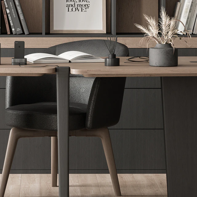 Home Office Desk and Library Gray Set - Office Furniture 286 — Скачать