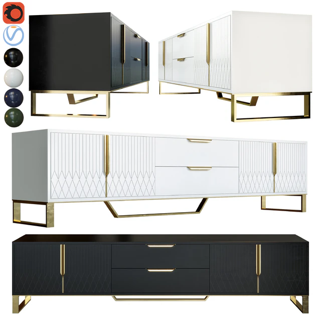 Aro modern stylish white tv stand sideboard — Descargar