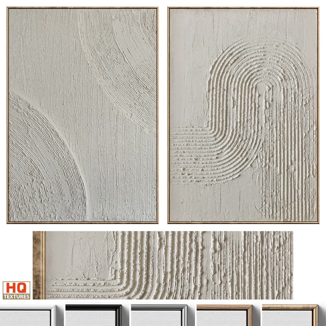 Mid-Century Beige Textural Plaster Wall Art C-454 — Descargar