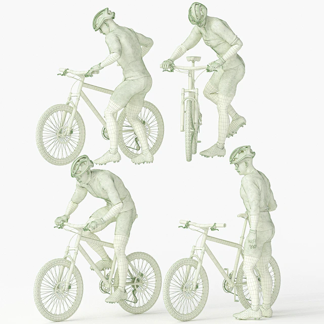 Cyclist Man in 04 Poses — Скачать