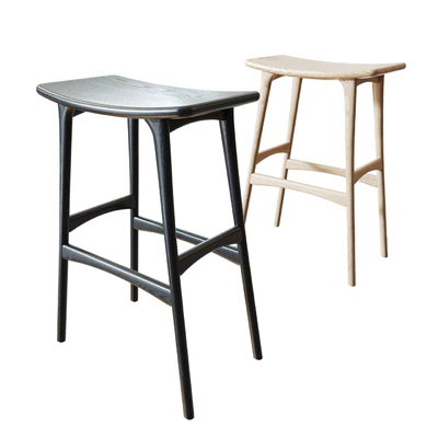 Oak Osso black bar stool (ETHNICRAFT) — Вид 1