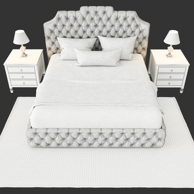 Grey tufted bed — Скачать
