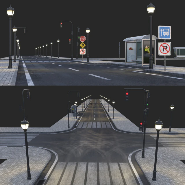 Road and busstop — Descargar