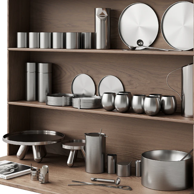 059 Kitchen decor set DISHES aluminum 01 — Descargar