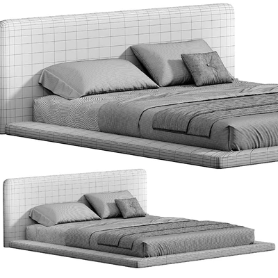 Modern White Upholstered Panel Bed By litfad — Ver 6