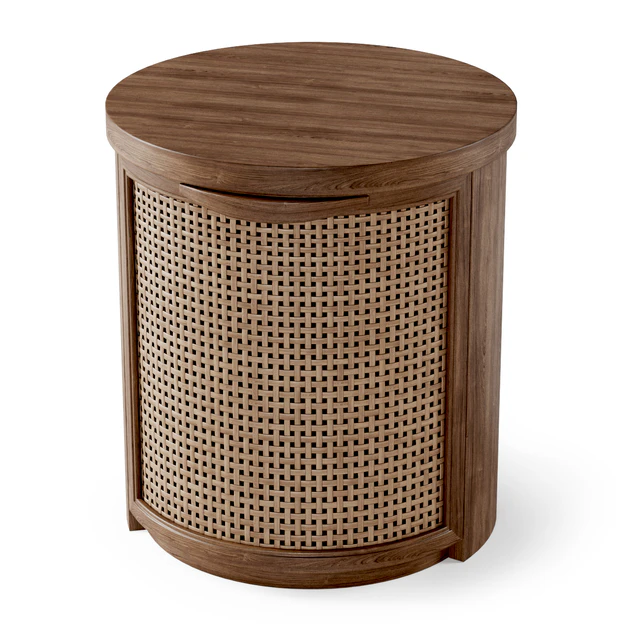 Wooden side table / Rattan bedside table — Descargar