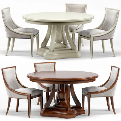 Stockton Ivory Lacquered Dining Chair, Maxime French Round Dining Table — Ver 1