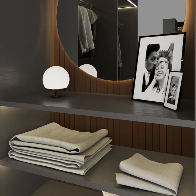 Brown Wardrobe Walk-in Closet Black Glass Door Simple and Luxury — Descargar