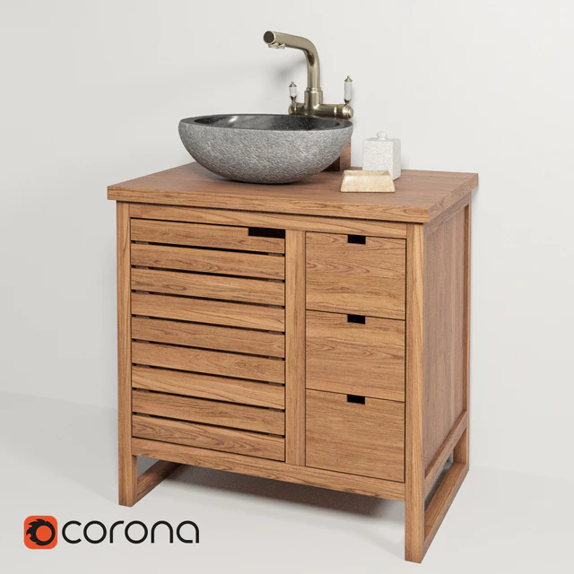 Sink made of natural river stone Stone Teak House, cabinet Gourdon 80, mixer Lemark LM4861B — Descargar