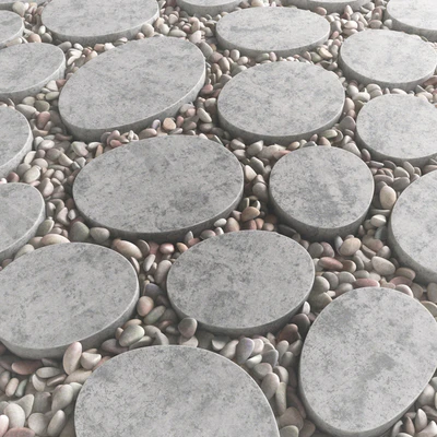 Tile square oval pebble n1 / Square oval slabs with pebbles — Ver 1