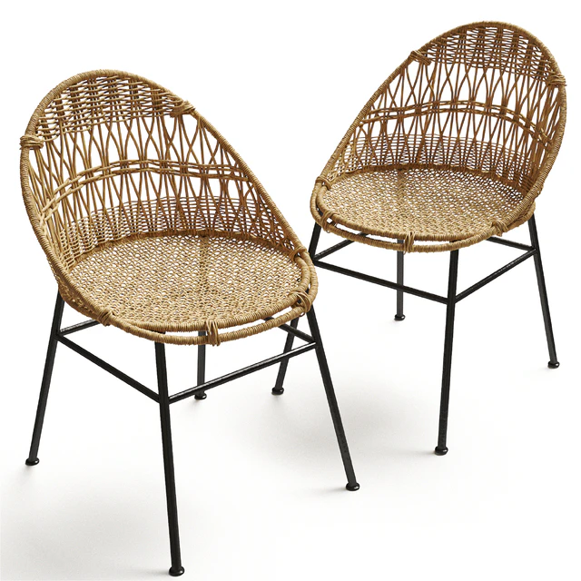 Rounded Wicker Rattan Dining / Desk Chair — Descargar