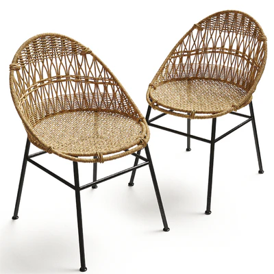 Rounded Wicker Rattan Dining / Desk Chair — Ver 3