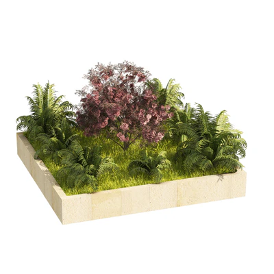 Garden border plant set, low poly — Ver 4