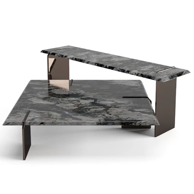 Minotti Keel square coffee tables set — Ver 4