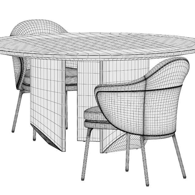 Angie chairs and Wedge table by Minotti — Скачать