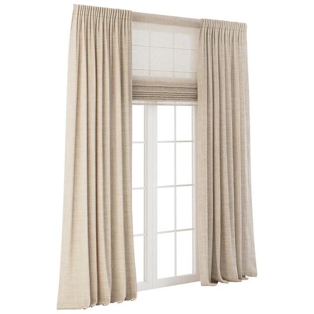 Linen Curtains with Roman Shades — Скачать