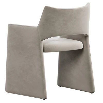 CB2 Foley Faux Mohair Gray Dining Armchair — Ver 5