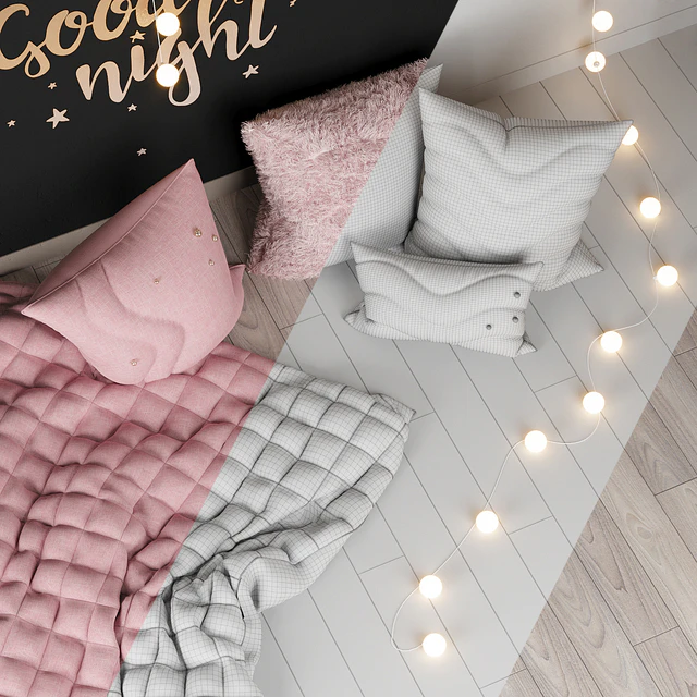 Decorative set of pillows with a garland — Descargar