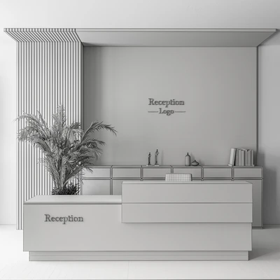 Reception Desk and Wall Decoration - Office Set 311 — Вид 2