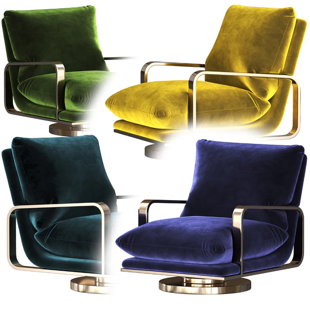 Rare Milo Baughman Brass Base Swivel Lounge Chairs Pair — Скачать