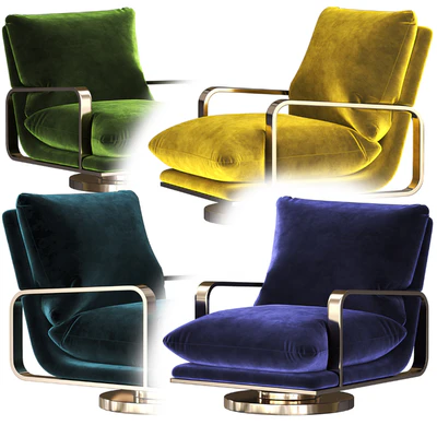 Rare Milo Baughman Brass Base Swivel Lounge Chairs Pair — Вид 4