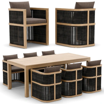 RH Outdoor Capri restangular table and chair — Вид 1