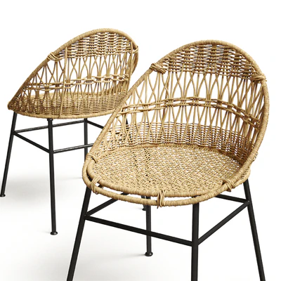 Rounded Wicker Rattan Dining / Desk Chair — Ver 1