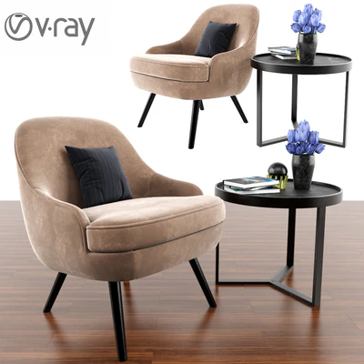 375 Walter Knoll Arm Chair With Aula Coffee Table & Parquet — Ver 1