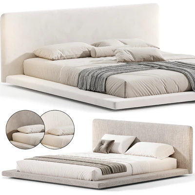 Modern White Upholstered Panel Bed By litfad — Ver 1