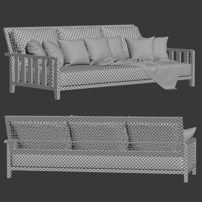 Three-seater garden sofa with plaid / Трехместный садовый диван с пледом — Вид 5