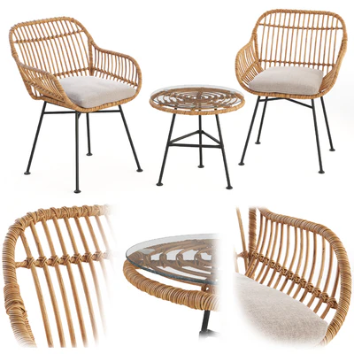 Bay Isle Bushnell 3 Piece Rattan Seating Group — Ver 1