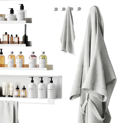 Bathroom decor with a set of different cosmetic products — Ver 5