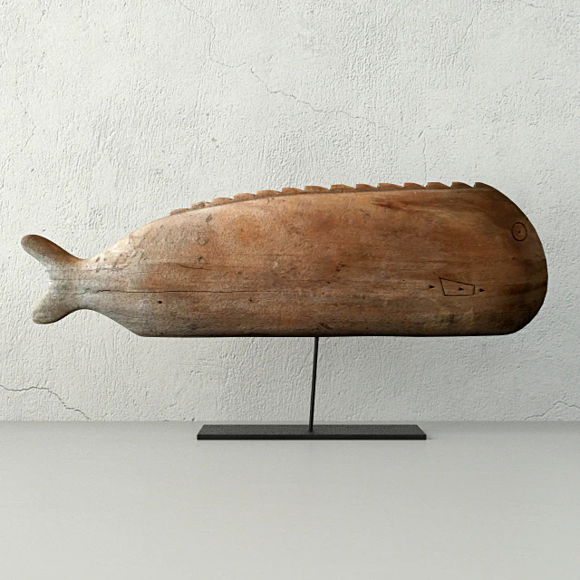 Antique Hand Carved Wooden Fish Sculpture — Descargar