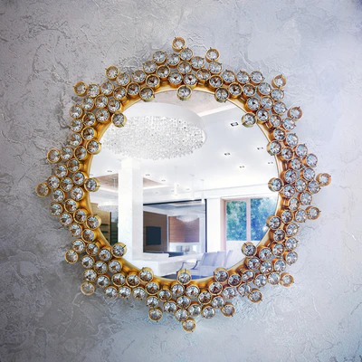 Petit Palwa Gilded Brass and Crystal Mirror — Скачать
