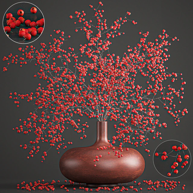 Bouquet 97. Branches, berries. Branches, berries, vase, natural decor, red — Descargar