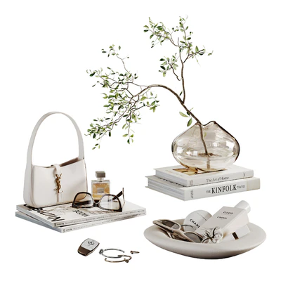 Decorative set with a small beige bag — Ver 1