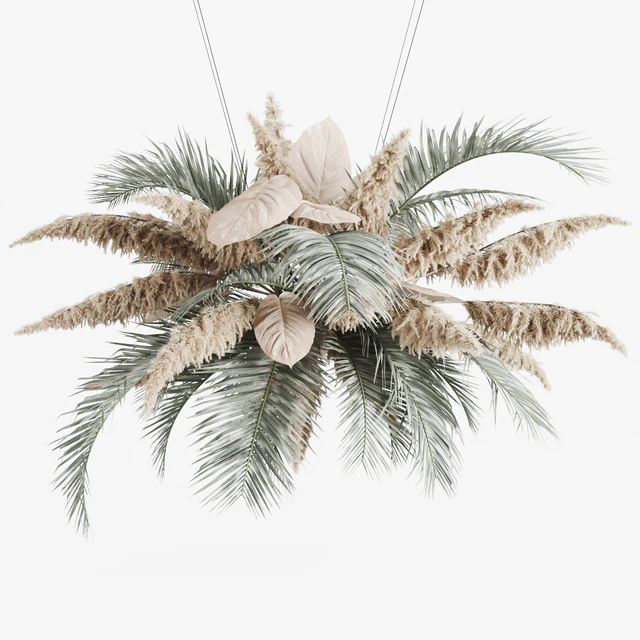 Hanging decor of palm leaves and pampas grass — Download