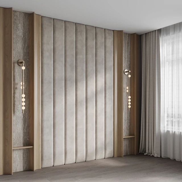 Lunar headboard with upholstered panels — Descargar