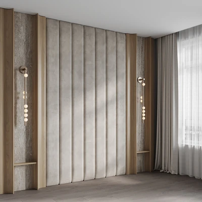 Lunar headboard with upholstered panels — Ver 5