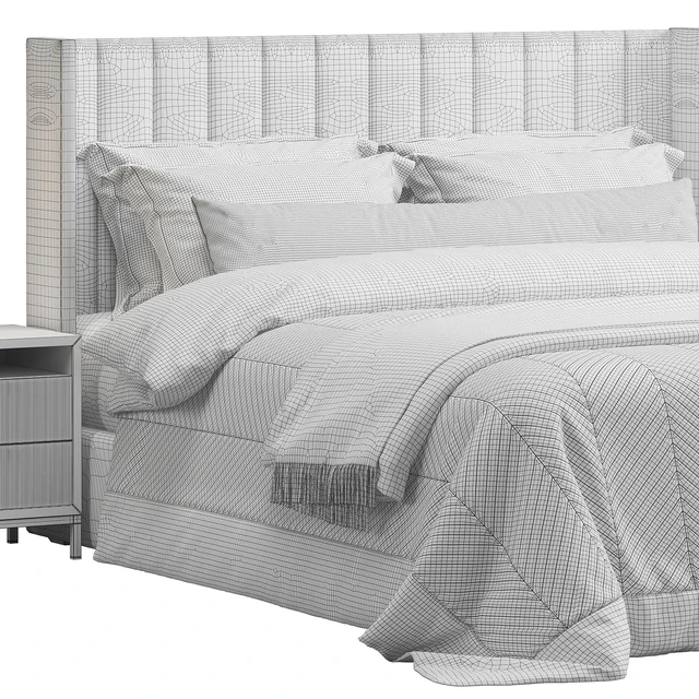 Striped Headboard Wingback Bed — Descargar
