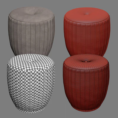 BELLA Beige Velvet Ottoman — Ver 3