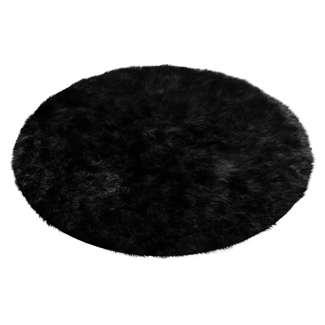 Round fluffy black carpet — Скачать